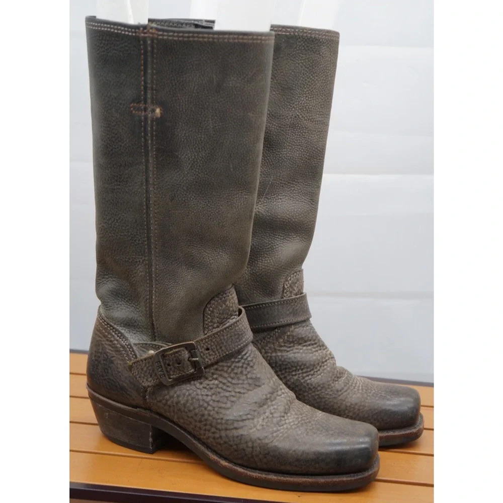 Frye Harness 12R Leather Motorcycle Boots Made in USA Size 7.5M